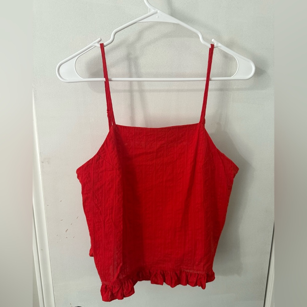 The Fifth Label Red Ruffled Smocked Camisole